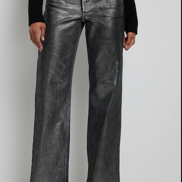 Mid Waist Silver Coated Denim - Picture 4 of 5